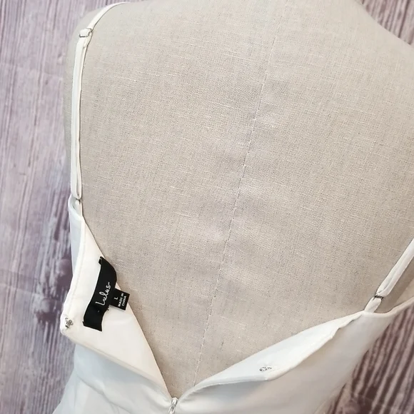Lulus Elegant White Spaghetti Strap Dress With Slit Sz L - Picture 6 of 12